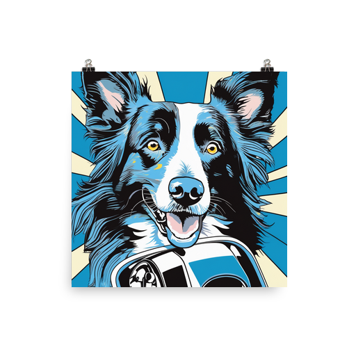 PugMug Custom Blue Merle Border Collie Poster