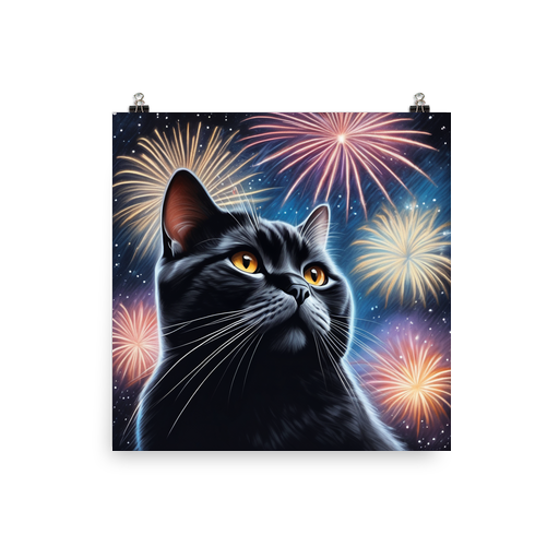 PugMug Custom Black British Shorthair Cat Poster