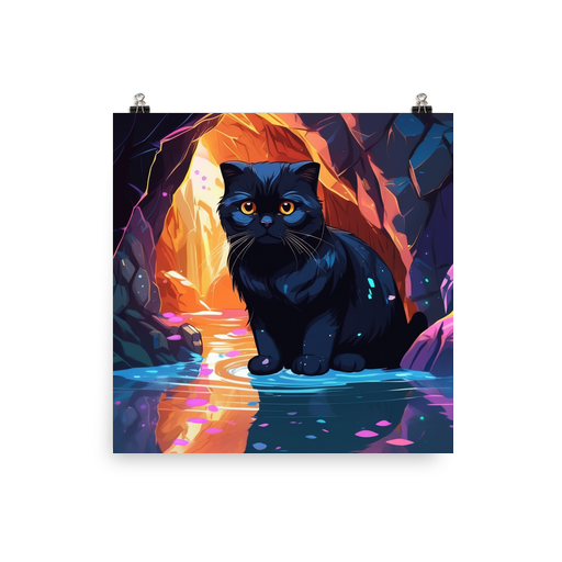 PugMug Custom Black Scottish Fold Cat Poster