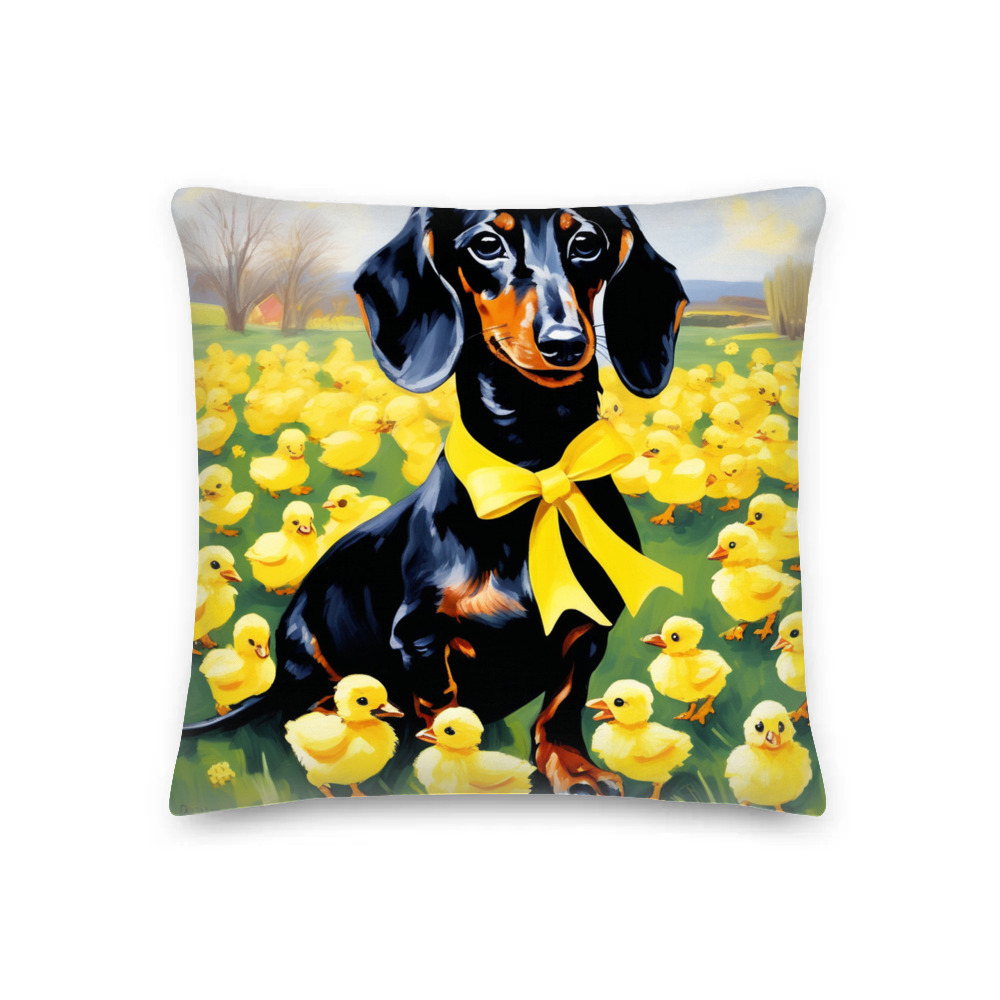 PugMug Custom Black Dachshund Premium Pillow