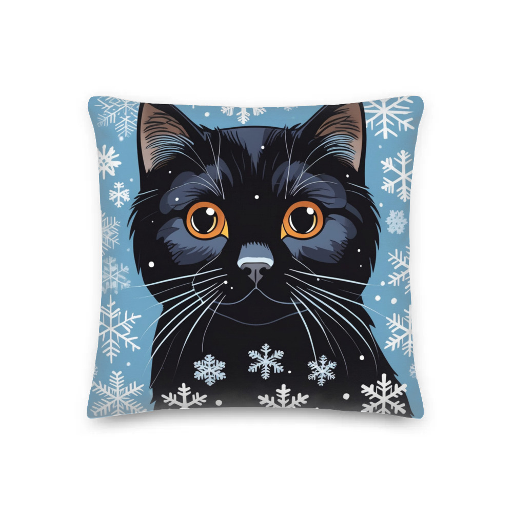 PugMug Custom Black Scottish Fold Cat Premium Pillow