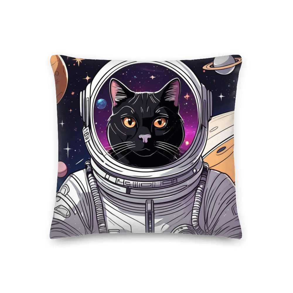 PugMug Custom Black Exotic Cat Premium Pillow