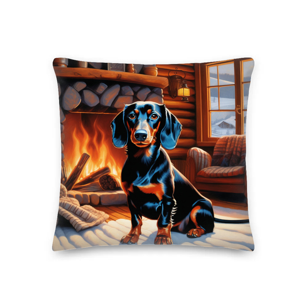 PugMug Custom Black Dachshund Premium Pillow