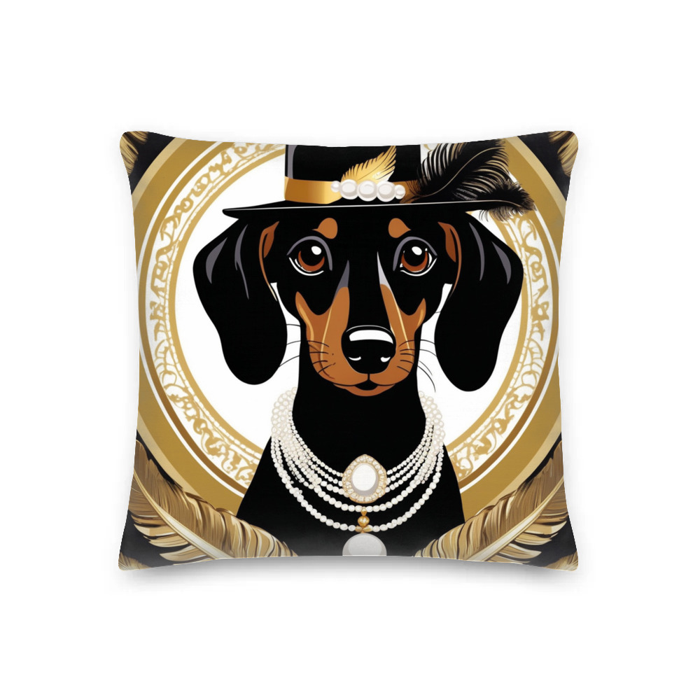 PugMug Custom Black Dachshund Premium Pillow
