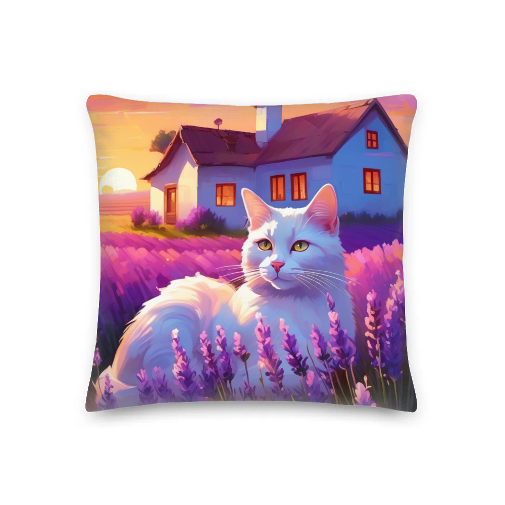 PugMug Custom White Companion Cat Premium Pillow