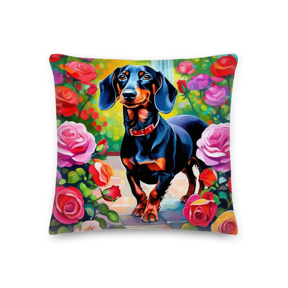 PugMug Custom Black Dachshund Premium Pillow