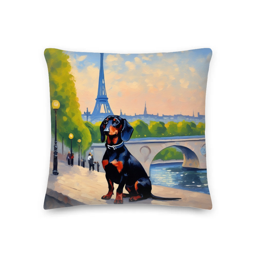 PugMug Custom Black Dachshund Premium Pillow