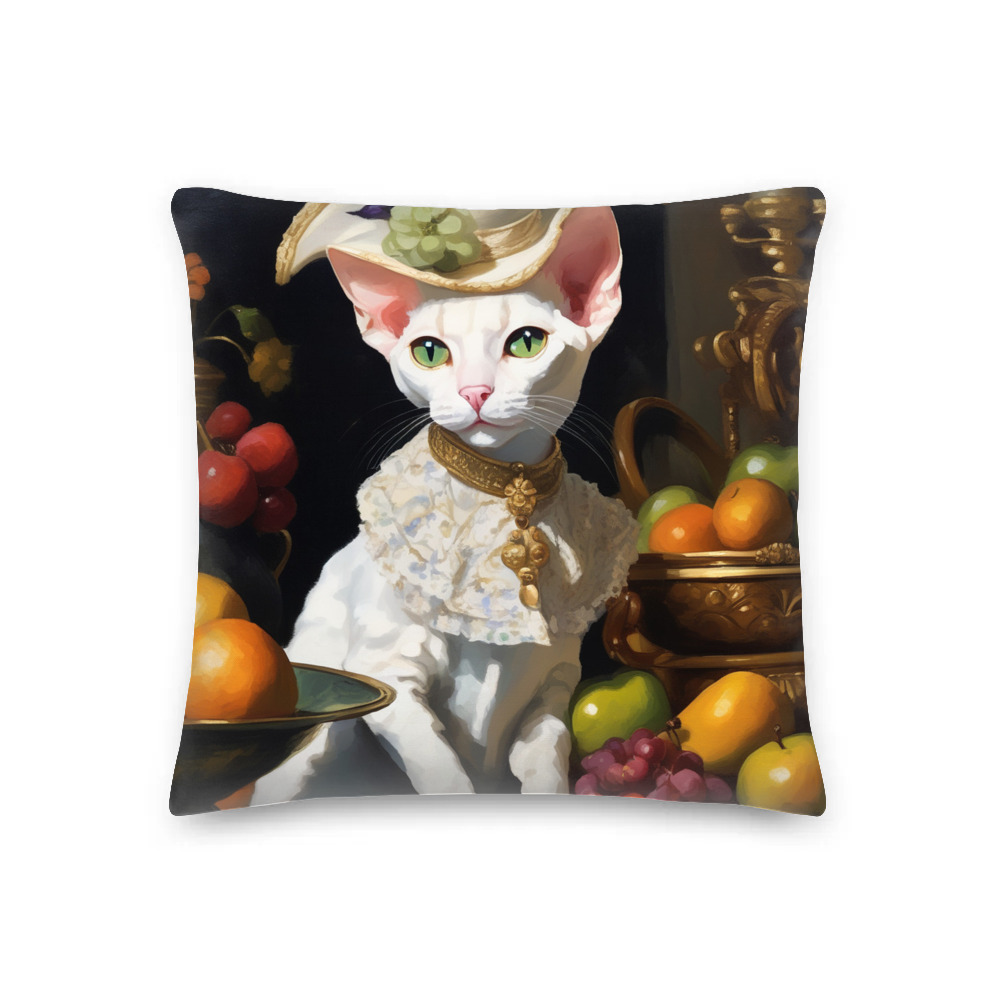 PugMug Custom White Devon Rex Cat Premium Pillow