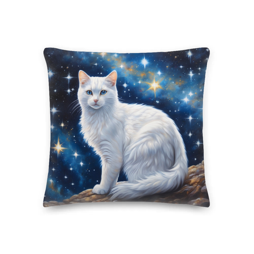 PugMug Custom White Companion Cat Premium Pillow