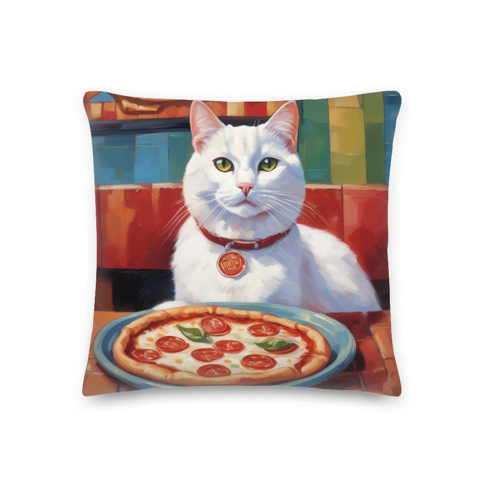 PugMug Custom White Companion Cat Premium Pillow