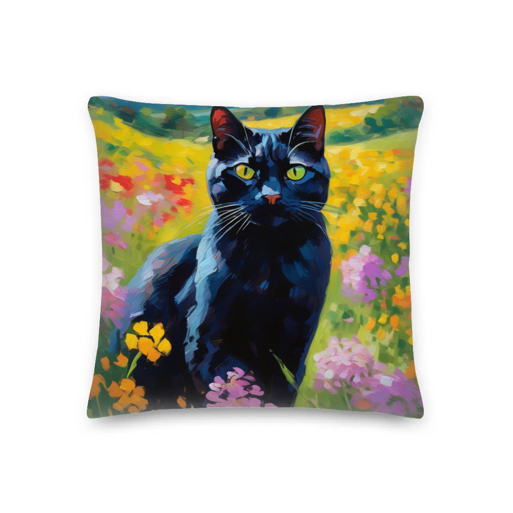 PugMug Custom Black American Shorthair Cat Premium Pillow