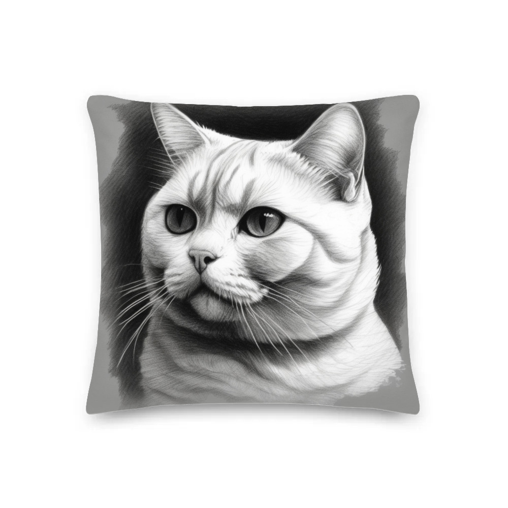 PugMug Custom White British Shorthair Cat Premium Pillow
