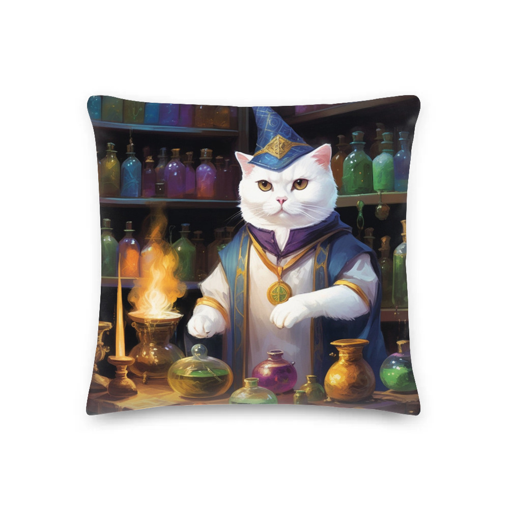 PugMug Custom White Scottish Fold Cat Premium Pillow