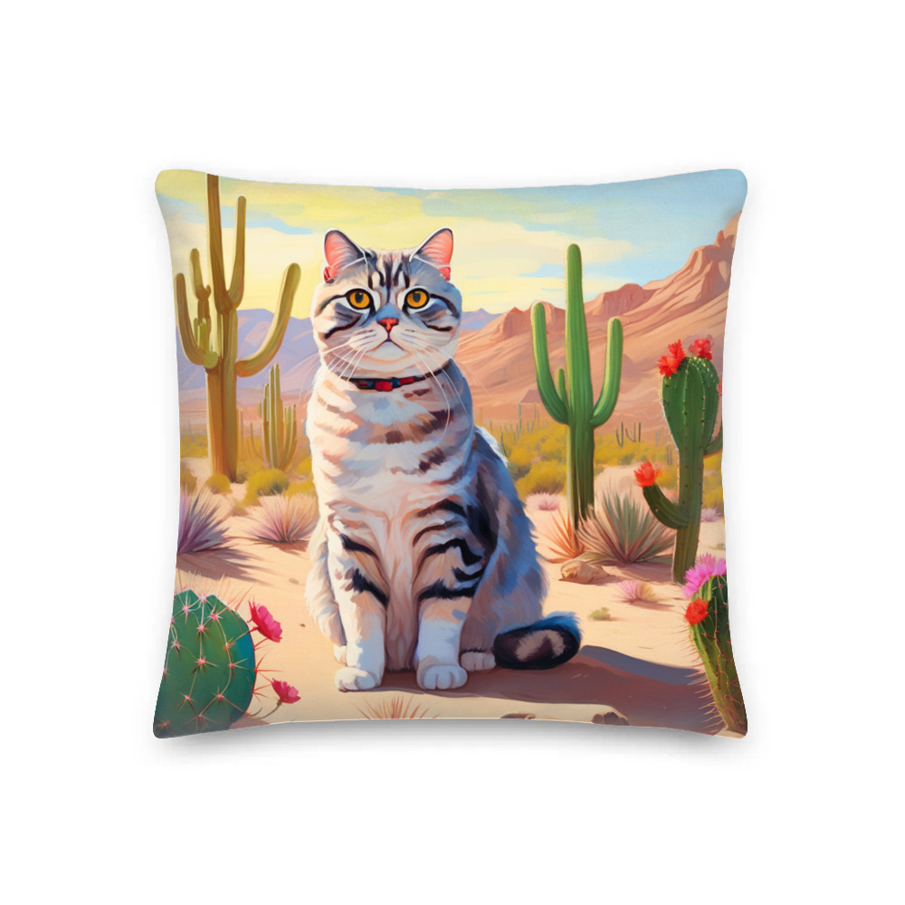PugMug Custom Tabby Scottish Fold Cat Premium Pillow