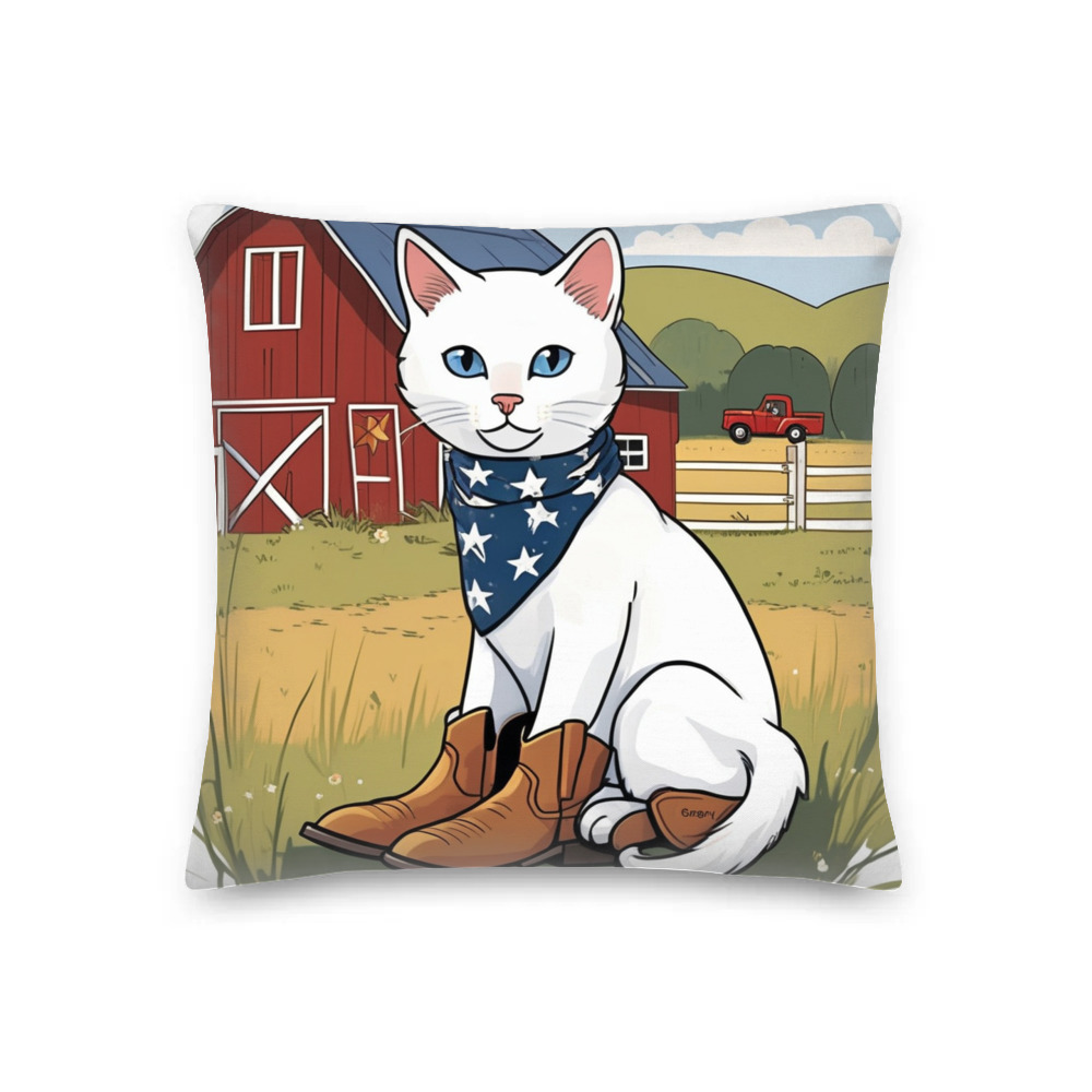 PugMug Custom White Companion Cat Premium Pillow