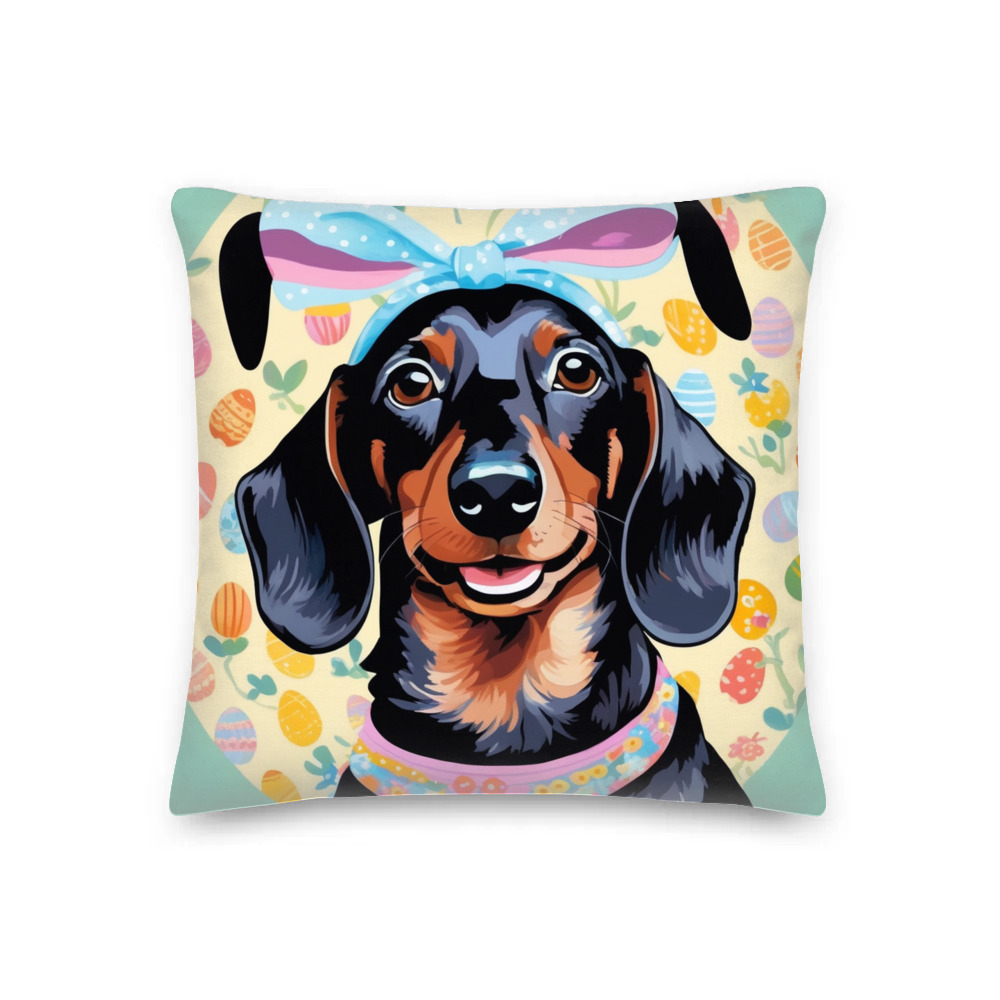 PugMug Custom Black Dachshund Premium Pillow