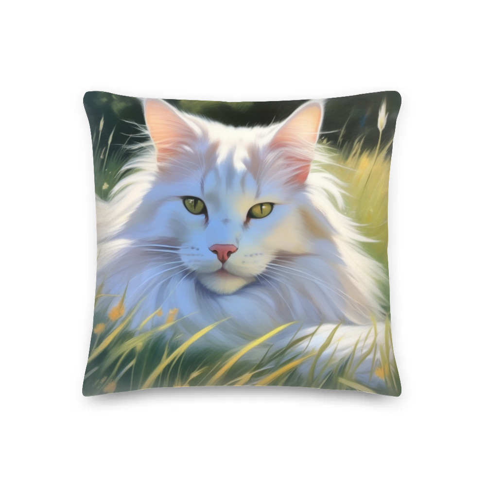 PugMug Custom White Maine Coon Cat Premium Pillow