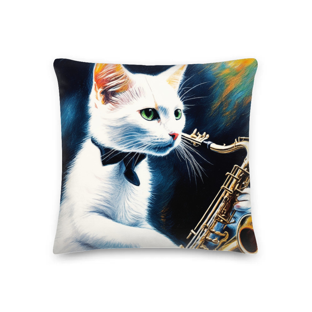 PugMug Custom White Companion Cat Premium Pillow