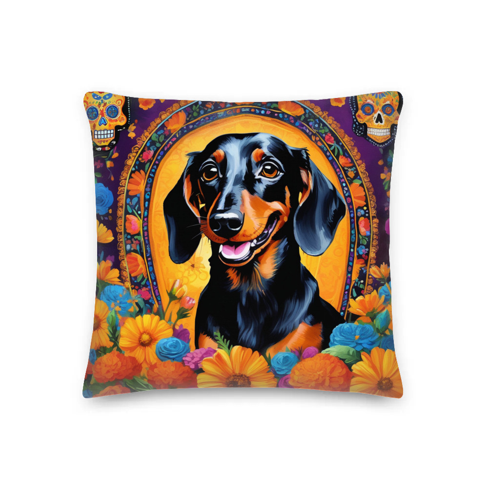PugMug Custom Black Dachshund Premium Pillow