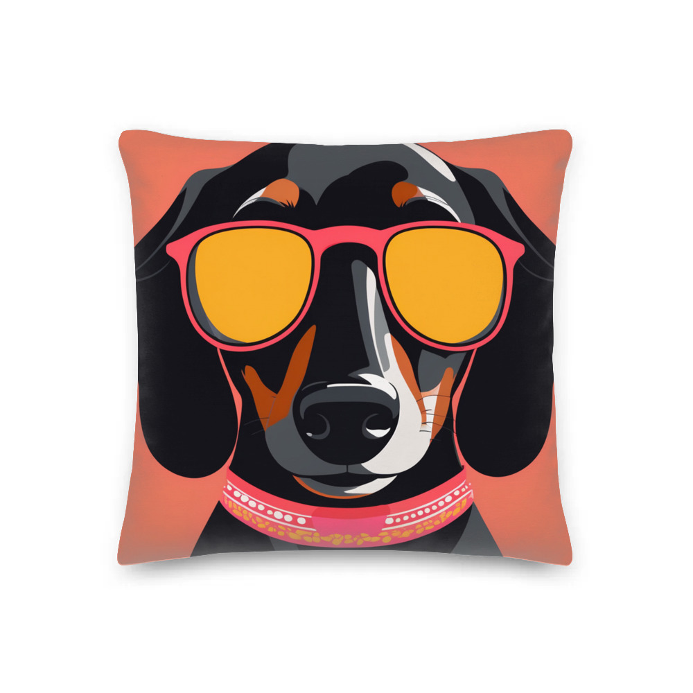 PugMug Custom Black Dachshund Premium Pillow