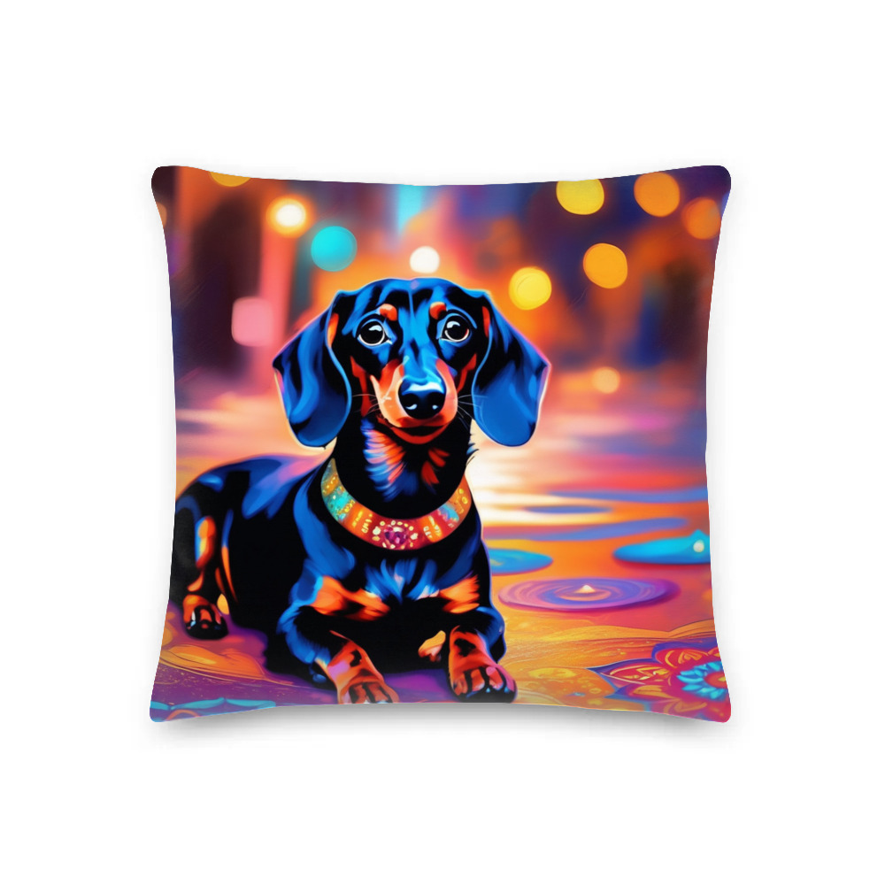 PugMug Custom Black Dachshund Premium Pillow