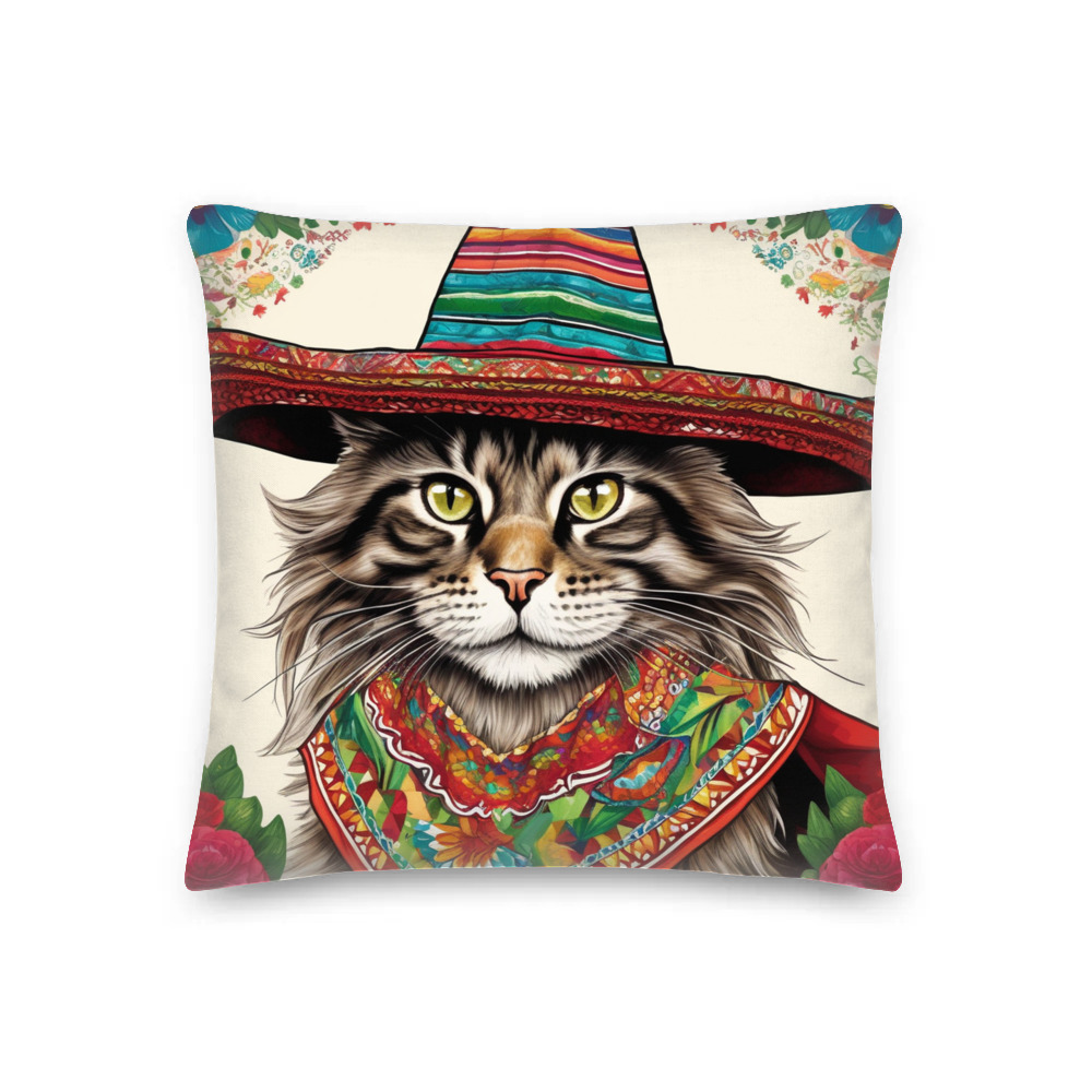 PugMug Custom Tabby Maine Coon Cat Premium Pillow