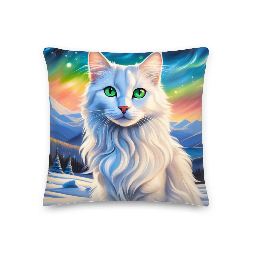 PugMug Custom White Companion Cat Premium Pillow