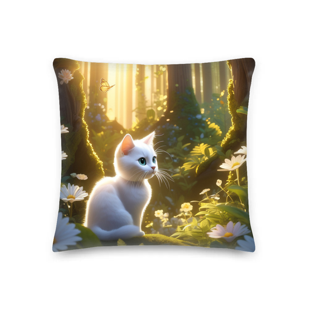 PugMug Custom White Companion Cat Premium Pillow