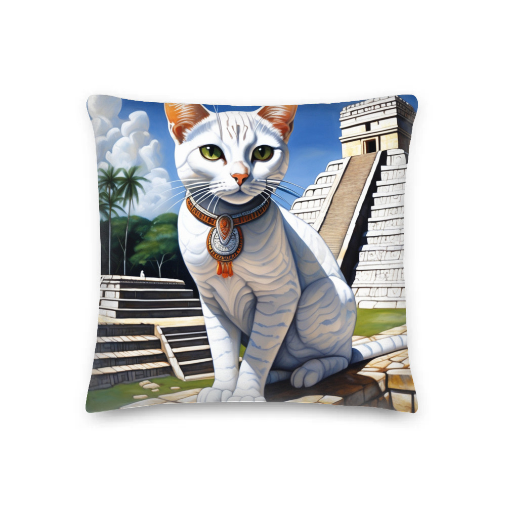 PugMug Custom White Companion Cat Premium Pillow