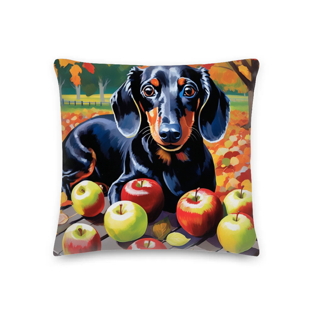 PugMug Custom Black Dachshund Premium Pillow
