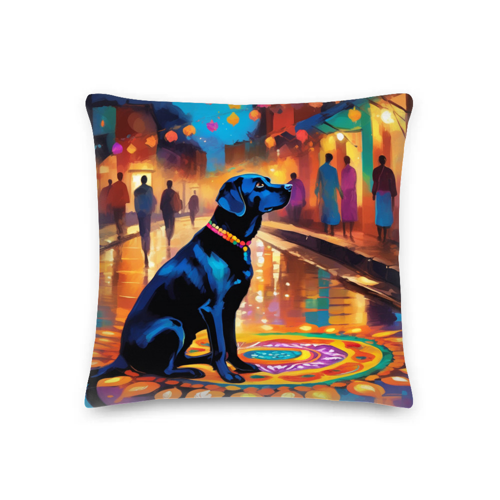 PugMug Custom Black Labrador Retriever Premium Pillow