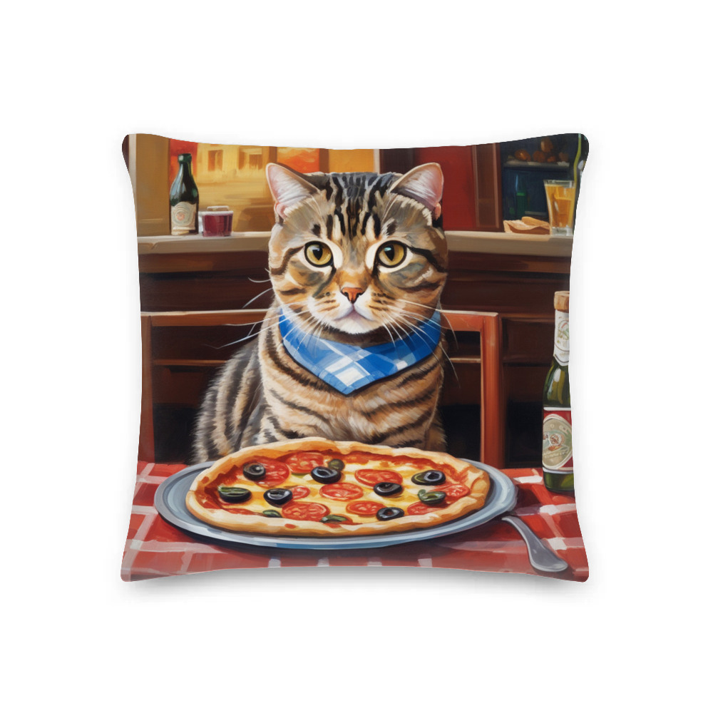 PugMug Custom Tabby Scottish Fold Cat Premium Pillow