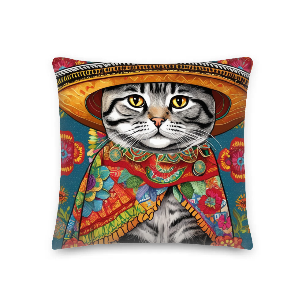 PugMug Custom Tabby Scottish Fold Cat Premium Pillow