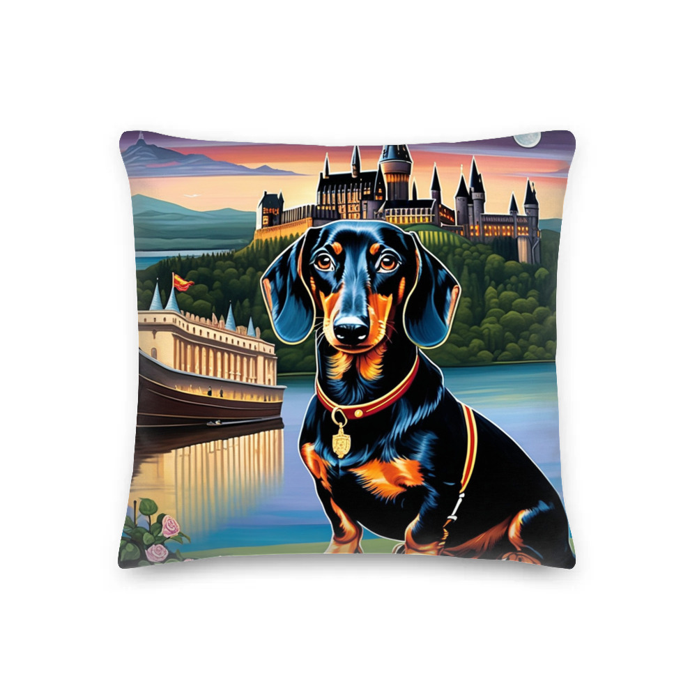 PugMug Custom Black Dachshund Premium Pillow