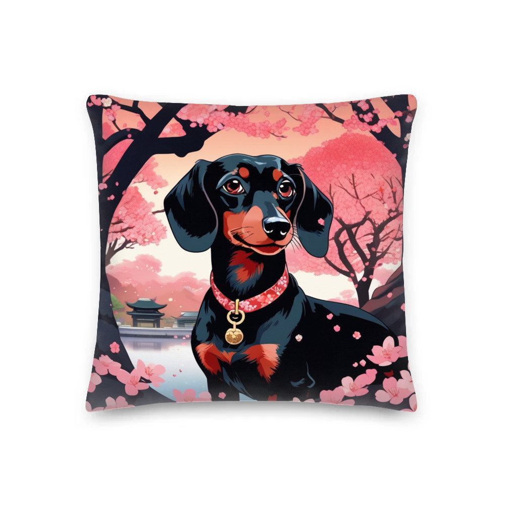 PugMug Custom Black Dachshund Premium Pillow