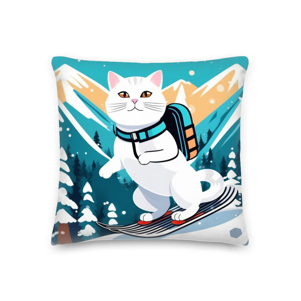 PugMug Custom White Exotic Cat Premium Pillow