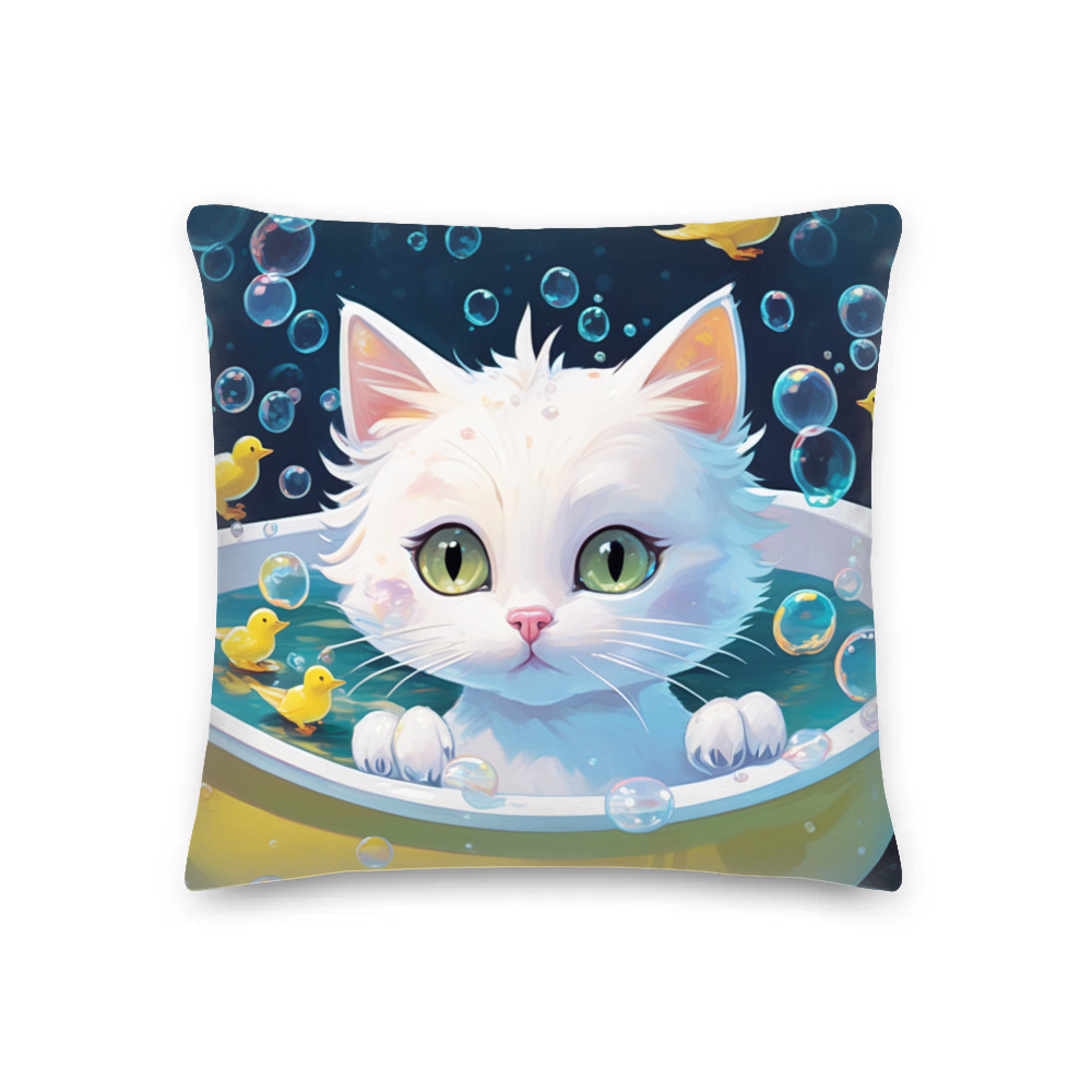 PugMug Custom White Companion Cat Premium Pillow