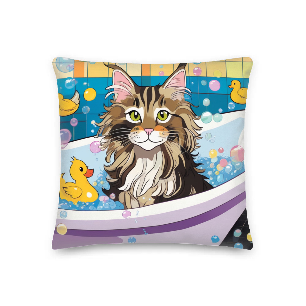 PugMug Custom Tabby Maine Coon Cat Premium Pillow
