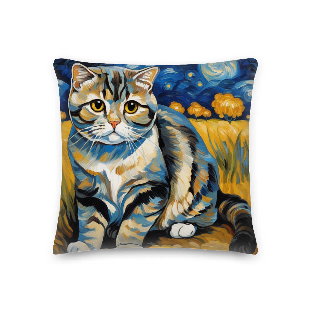 PugMug Custom Tabby Scottish Fold Cat Premium Pillow