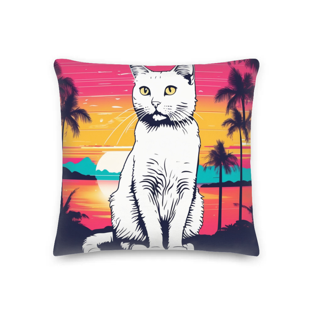 PugMug Custom White Companion Cat Premium Pillow