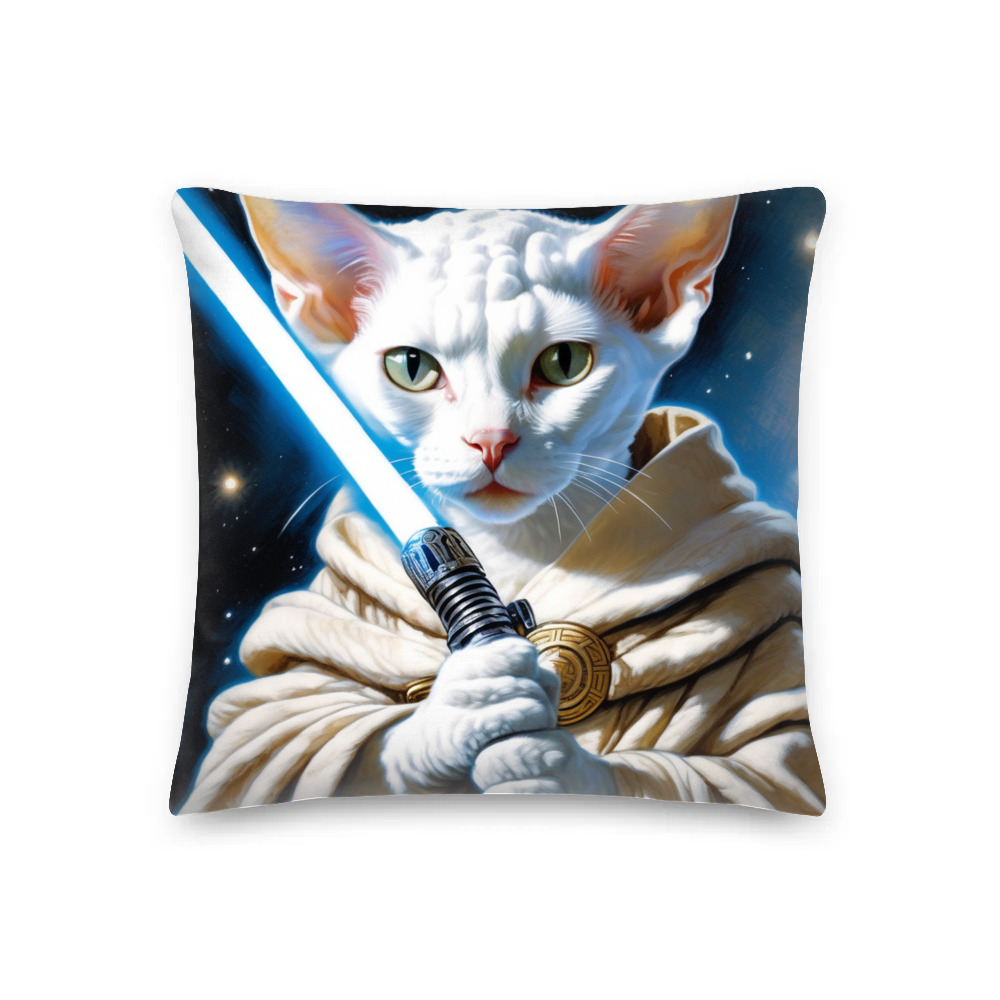 PugMug Custom White Devon Rex Cat Premium Pillow