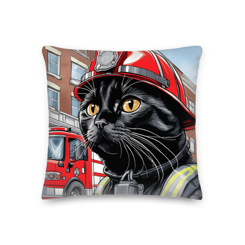 PugMug Custom Black Scottish Fold Cat Premium Pillow