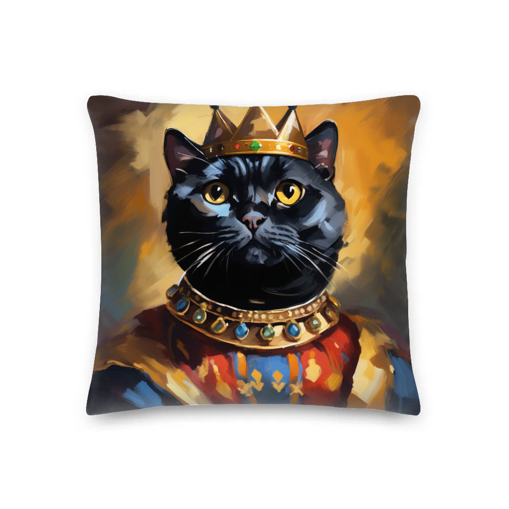 PugMug Custom Black Scottish Fold Cat Premium Pillow