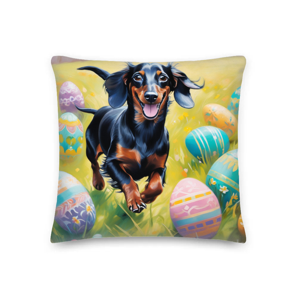 PugMug Custom Black Dachshund Premium Pillow