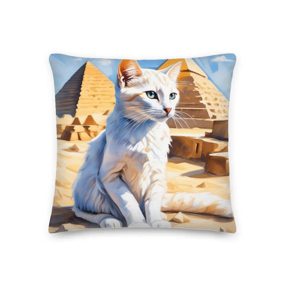 PugMug Custom White Companion Cat Premium Pillow
