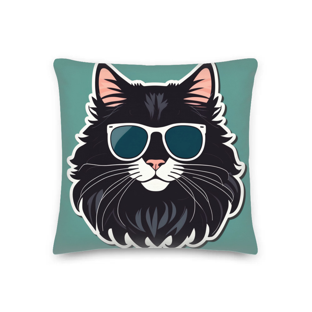 PugMug Custom Black Maine Coon Cat Premium Pillow
