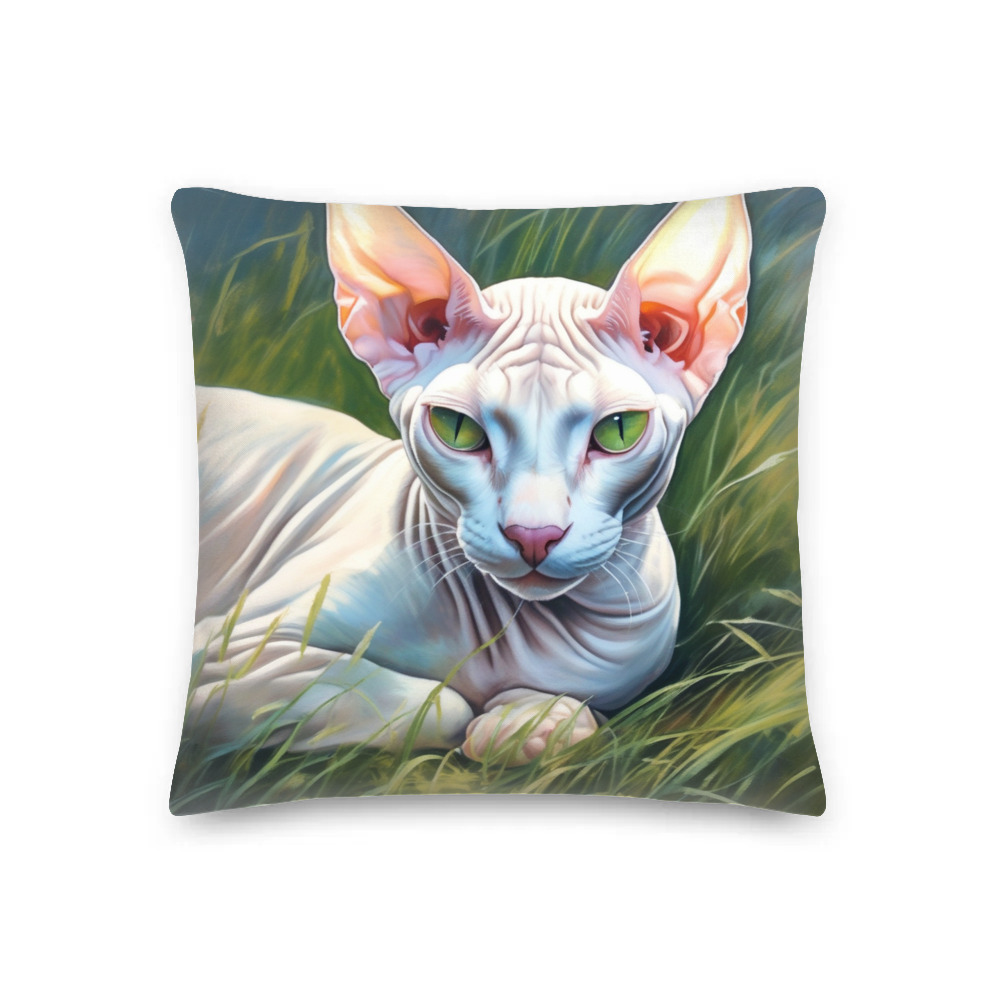 PugMug Custom White Sphynx Cat Premium Pillow