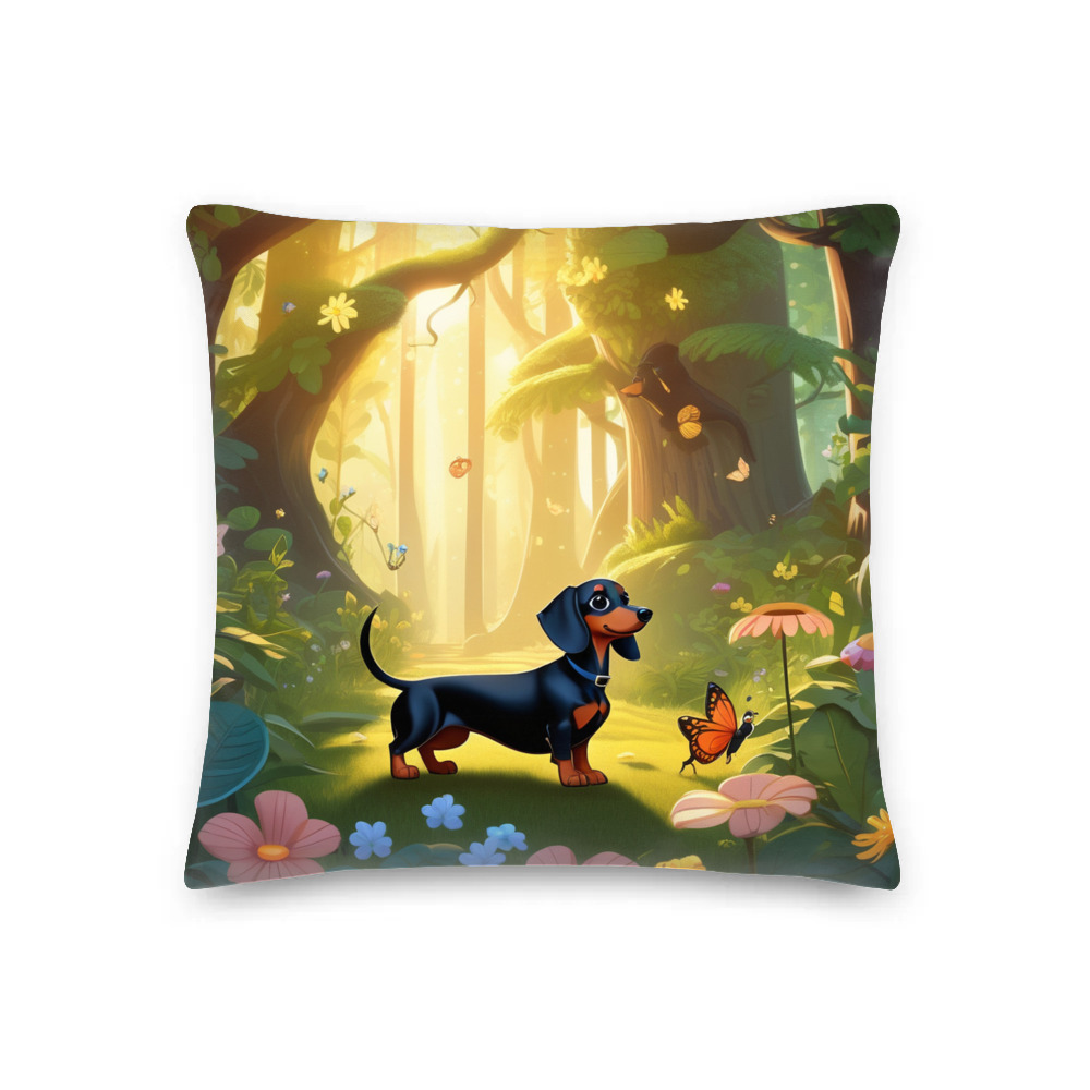 PugMug Custom Black Dachshund Premium Pillow