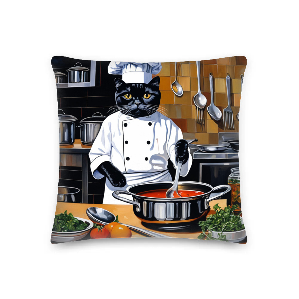 PugMug Custom Black Scottish Fold Cat Premium Pillow