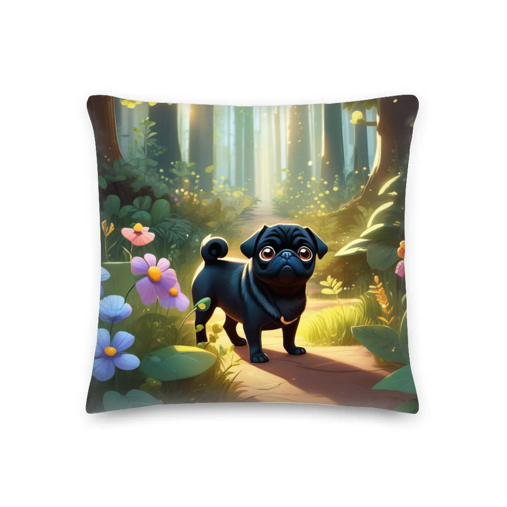 PugMug Custom Black Pug Premium Pillow